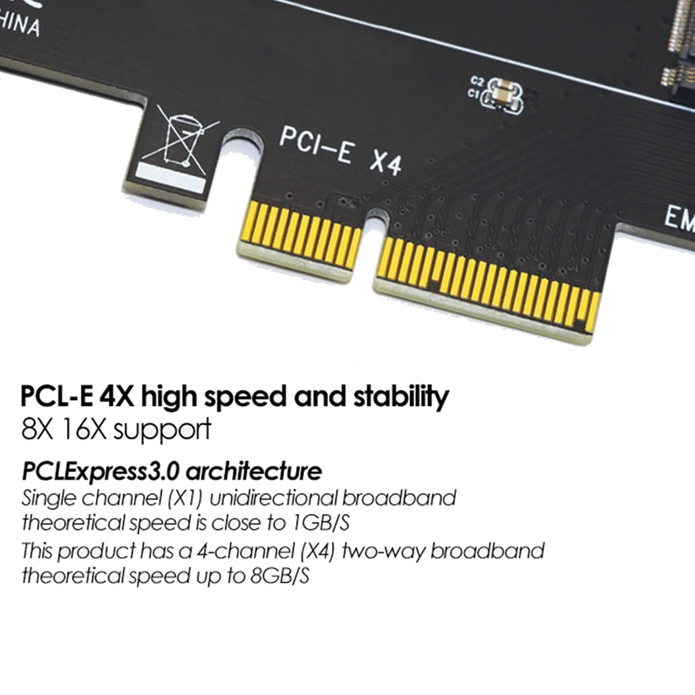 بطاقة توسيع PCI-E 3.0 X4 إلى Nvme M.2 NGFF M Key SSD Riser لـ 2230/2242/2260/2280 M.2 SSD