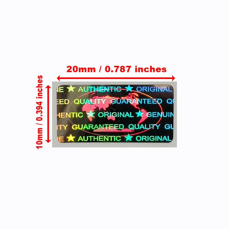 Imagem -03 - Tamper Proof Holographic Seal Label Autêntico Garantia Void Original Autêntico Qualidade Garantida 500 Pcs 20x10 mm