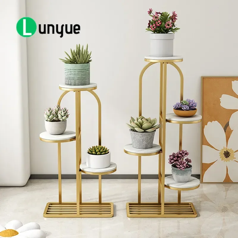 Modern Simple Wrought Iron Flower Shelf Multi Layer Floor Plant Stand Light Luxury Indoor Living Room Balcony Pot Rack