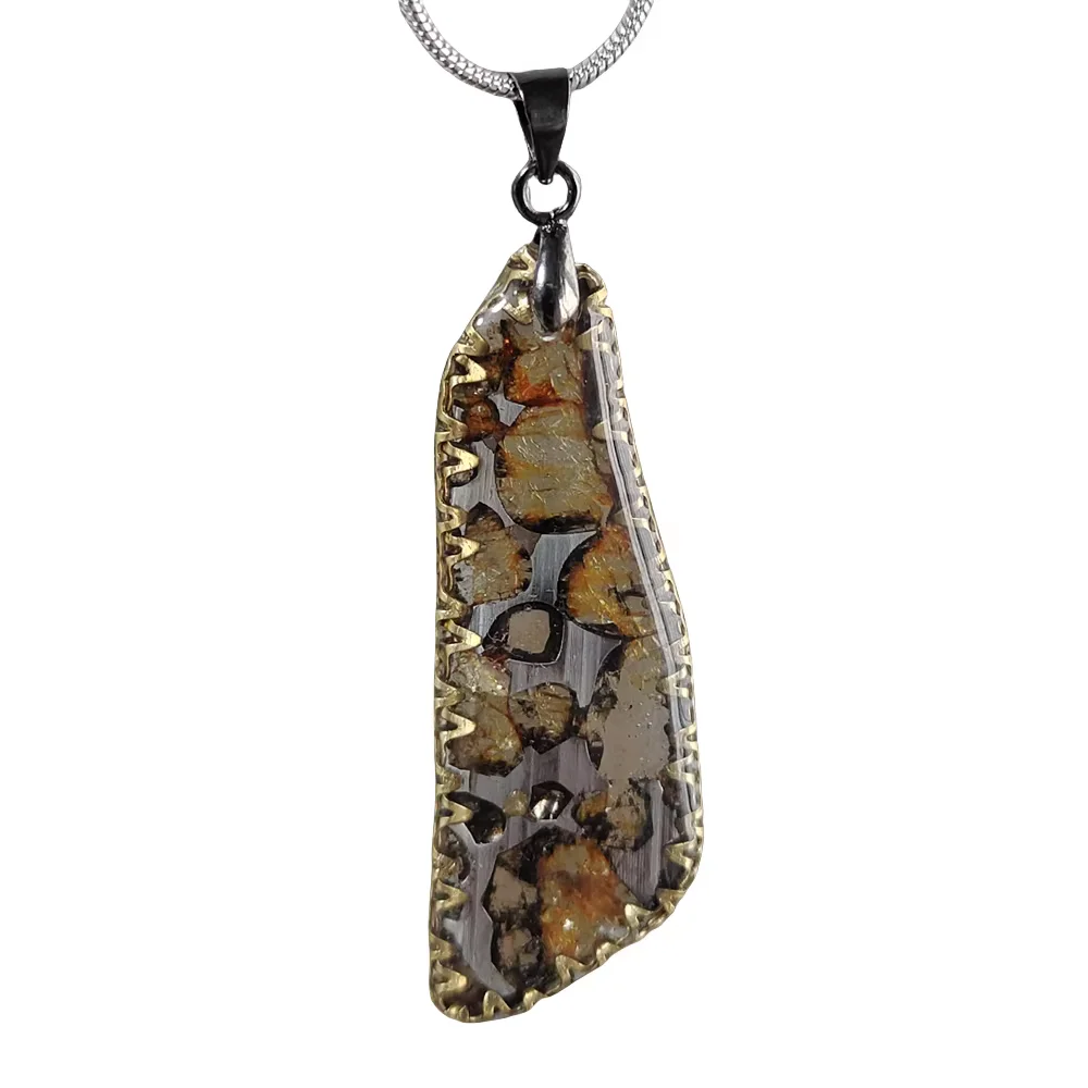 Brenham Olive Meteorite Manual Pendant, Natural Olive Meteorite Necklace Pendant, Specimen Collection, TB231, 3.6g