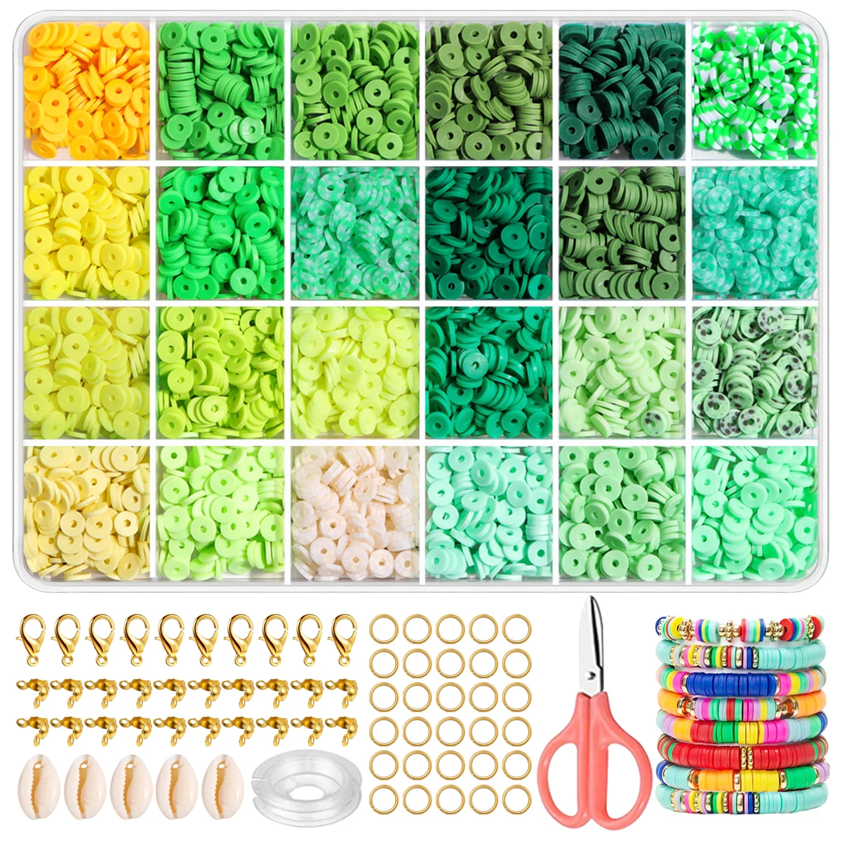 Kit DE FABRICACIÓN de pulseras de cuentas de arcilla Multicolor para niñas, joyería artesanal, regalos, 24 colores, 2400 piezas