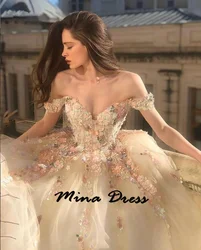 Mina Customized Backless Evening Dresses Woman Elegant Party Dresses for Women 2024 Dropped Shoulders Embroidered Lace Dress