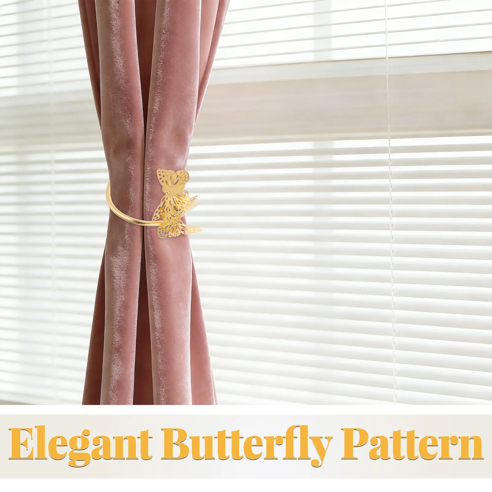 6Pcs Butterfly Curtain Tiebacks Strong Metal Curtain Holdbacks Adjustable Sheer Blackout Drapery Tiebacks Boho Farmhouse Nursery