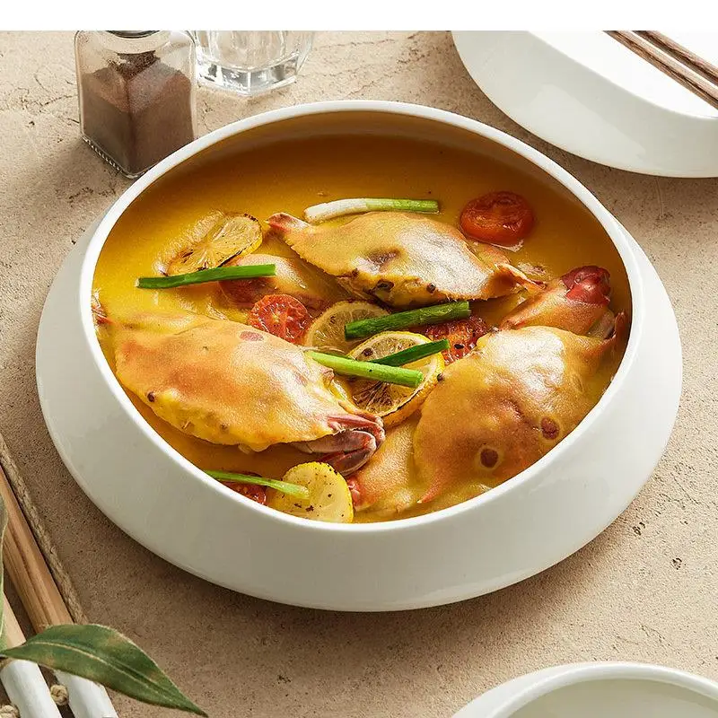 

Irregular Ceramic Main Dish Plate Hotel Restaurant Special Tableware Pasta Steak Salad Household Soup Bowl