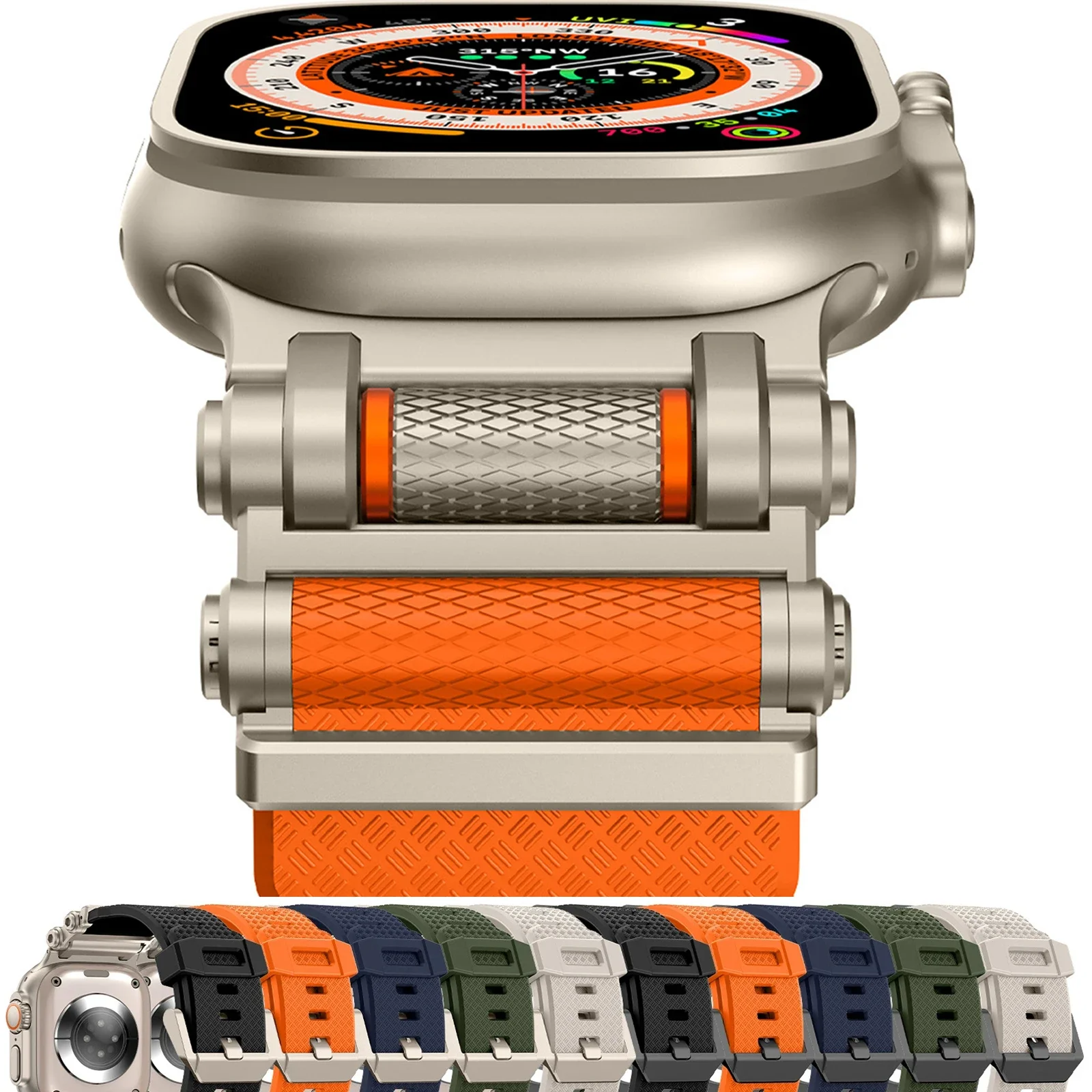 

Rubber Sports Band for Apple Watch Ultra 2 49mm Series 10 9 8 7 Se 6 5 Strap for IWatch Ultra 46mm 45mm 44mm Luxury TPU Bracelet