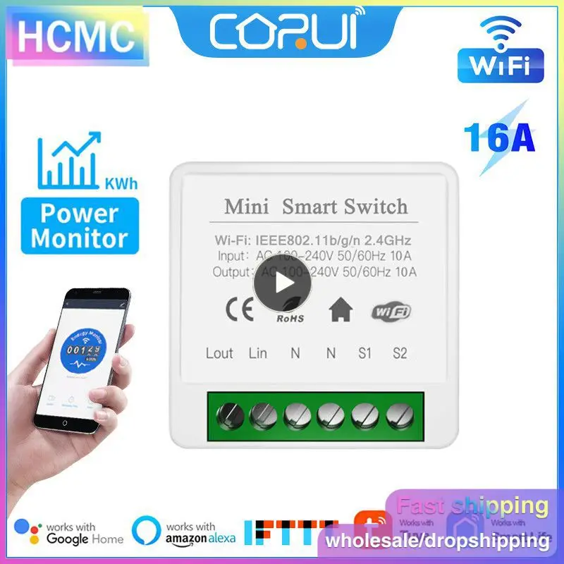 

Wireless Switches Mini Remote Control Breaker Switch Module 10a Wifi Smart Switch Tuya Compatible With Alexa Home