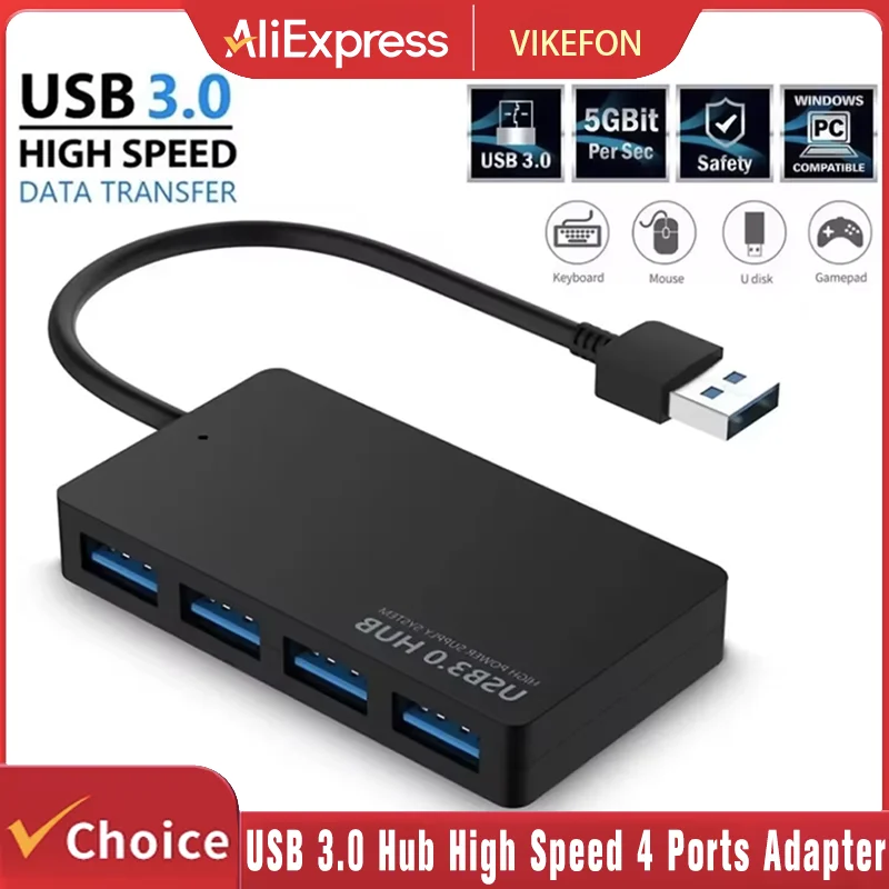 USB 3.0 Hub High Speed 4 Ports HUB Adapter Data Cable Splitter Expander Support Multi Systems Plug and Play Multi USB Adapter