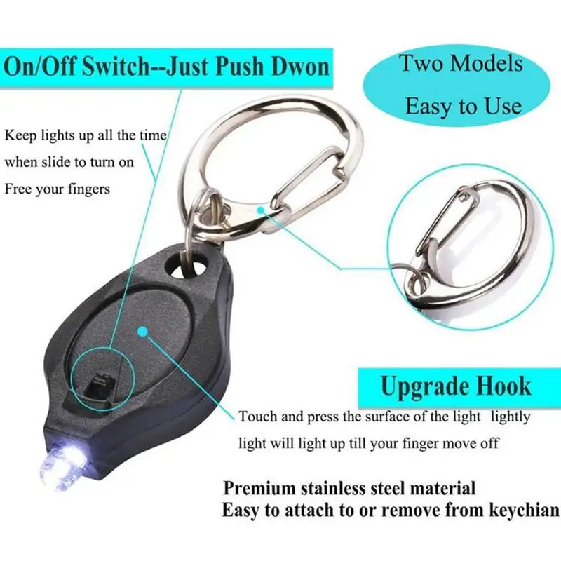 مصباح عمل LED صغير محمول مصباح جيب USB مفتاح مصباح مع وظيفة مزدوجة مفاتيح ضغط زر المفاتيح مصباح يدوي #3