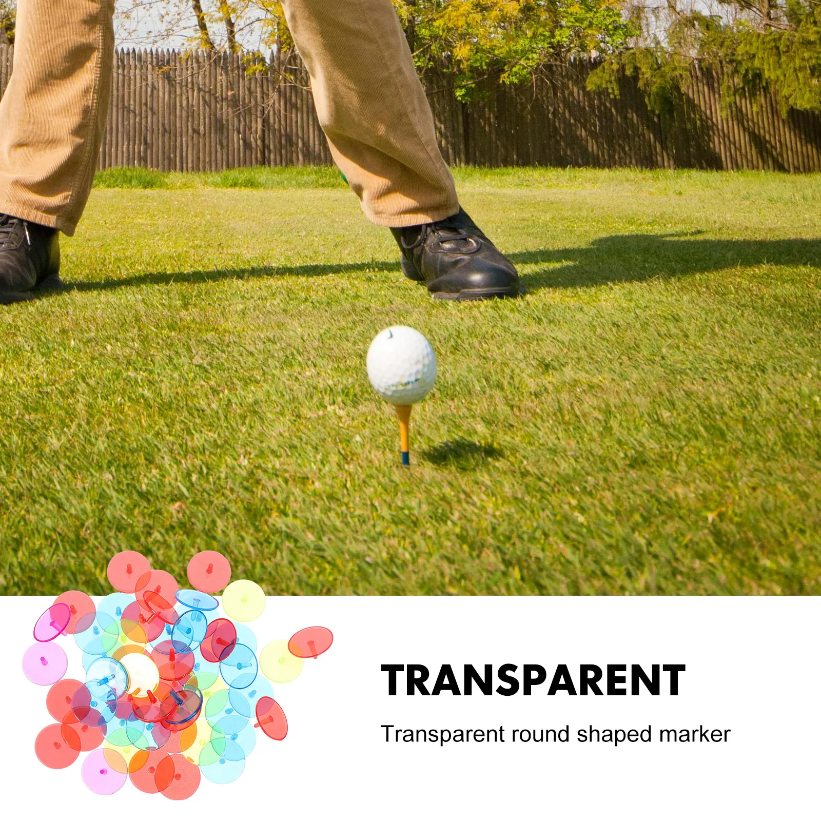 

50pcs Golf Markers Yellow Plastic Round 0.9 Inch Transparent Marker for Positioning Golf Training Accessory