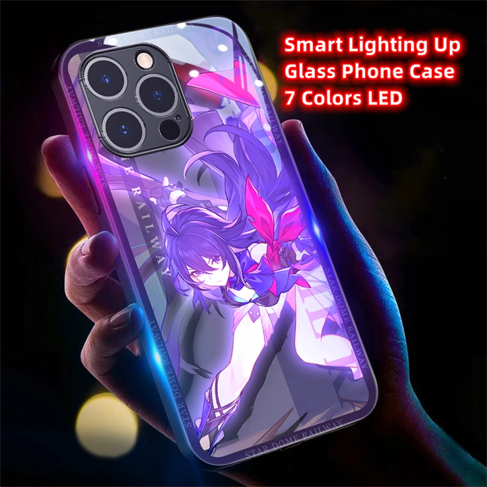 

Popular Honkai Led Light Phone Case Call Flash Glitter Cover For iPhone Air 17 16 E 15 14 13 12 11 Pro Max Plus X XS XR SE Mini