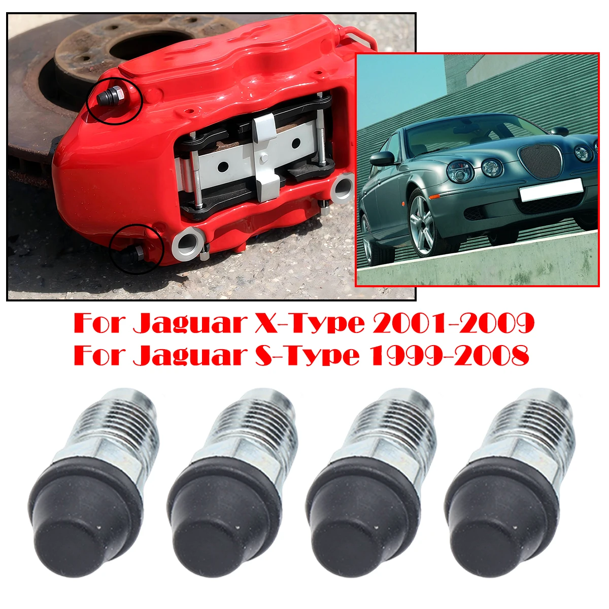 

Car Caliper Bleed Screws Repair Kit For Jaguar S-Type 1999-2008 For Jaguar X-Type 2001-2009 Bleeder Valves with Dust Caps cover