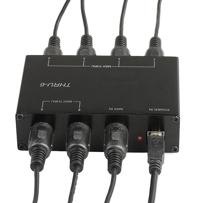 MIDI THRU-6 Box MIDI Splitter Box 1 Input 6 Output 16 Channels