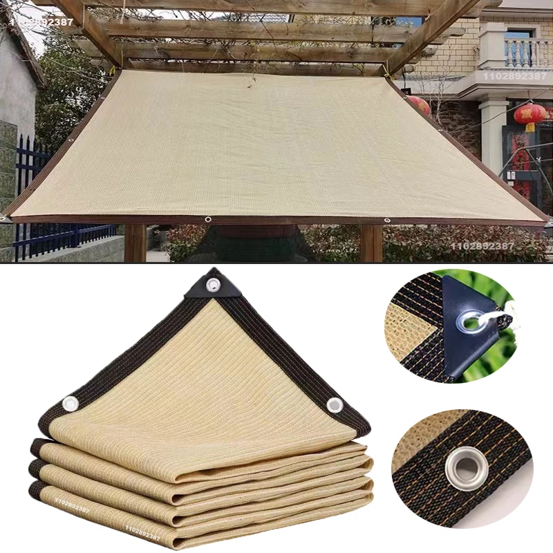 Outdoor Sun Shade Net Anti-UV HDPE Beige Garden Buildings Shelter Gazebo Pergola Sunshade Sail Balcony Furniture Canopy