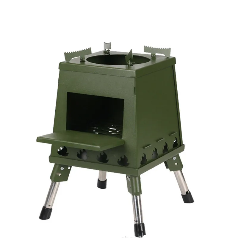 Outdoor Firewood Stove Camping Foldable Portable Stainless Steel Firewood Cassette Height Adjustable BBQ Grill Fire Station