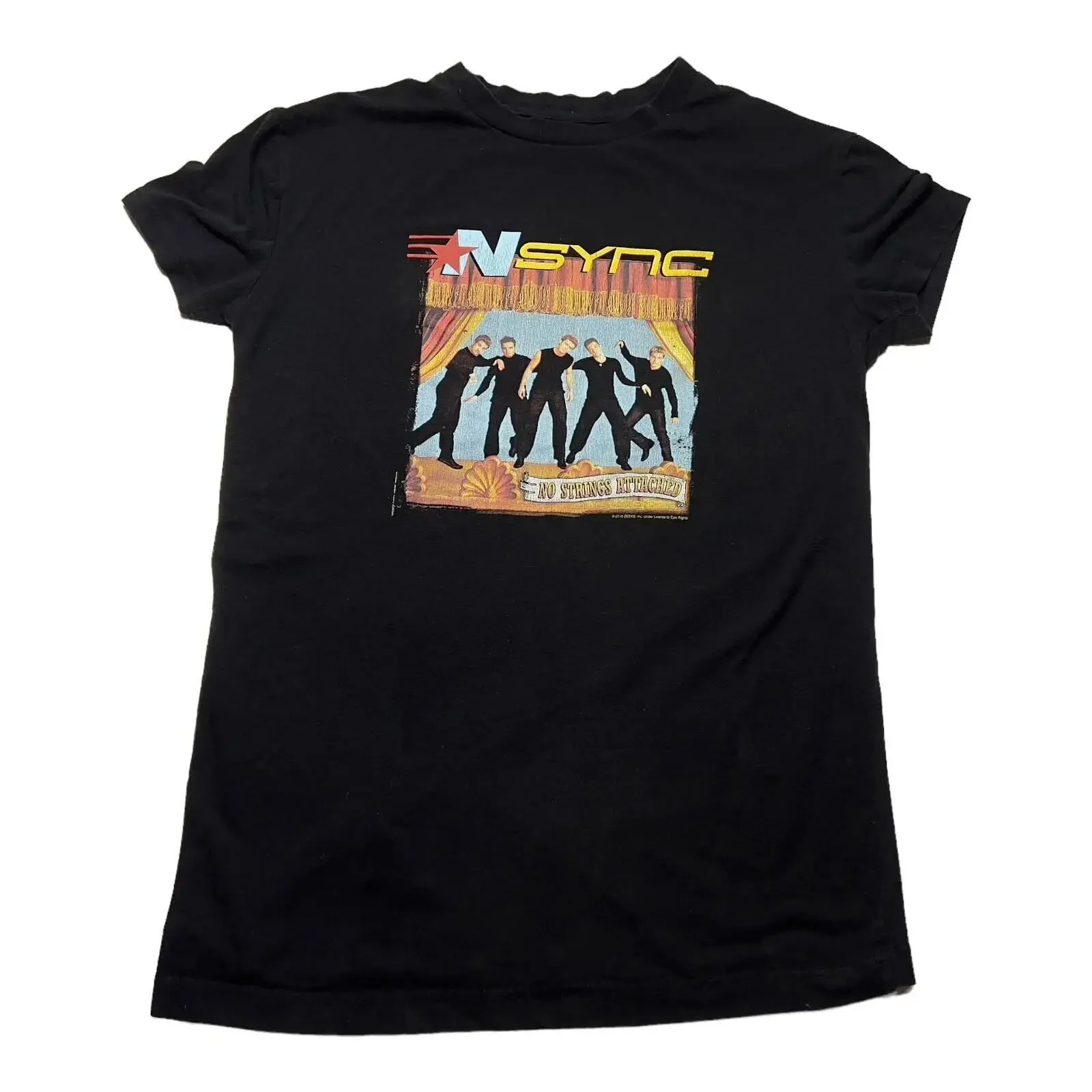 NSYNC No Strings Words Black Timberlake 90's Puppets Boy Band Adult T Shirt M vintage Washed streetwear Versatile