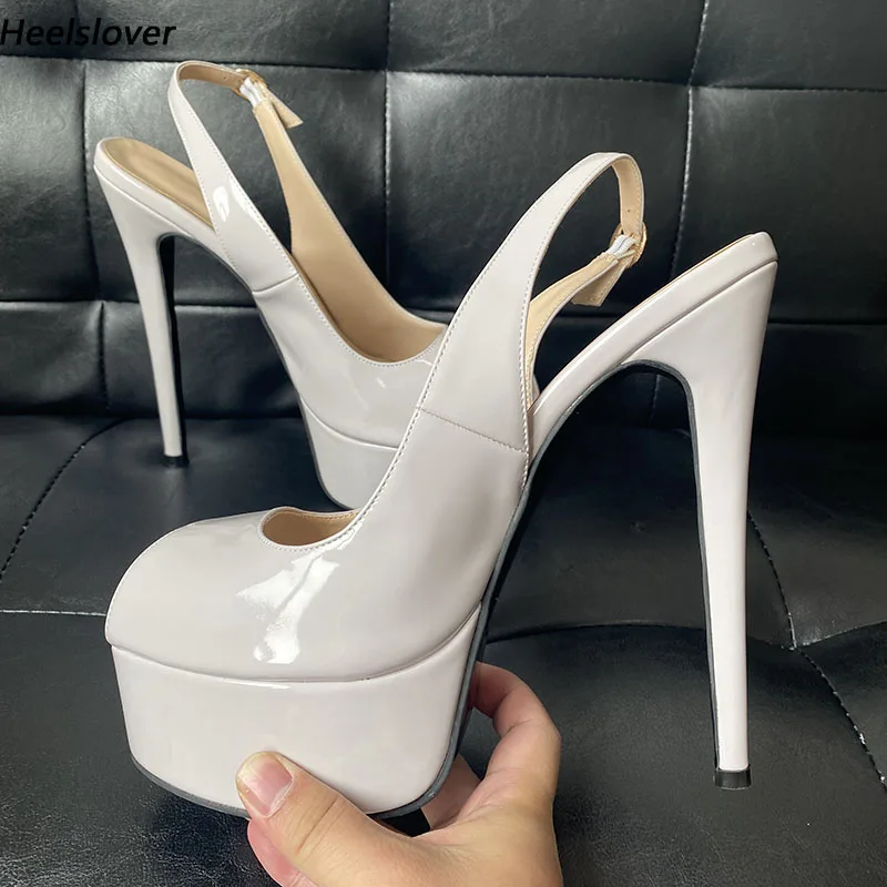 Ahhlsion Handmade Women Summer Sandals Buckle Strap Stiletto Heels Peep Toe Advanced Grey Party Shoes Ladies US Size 4-15