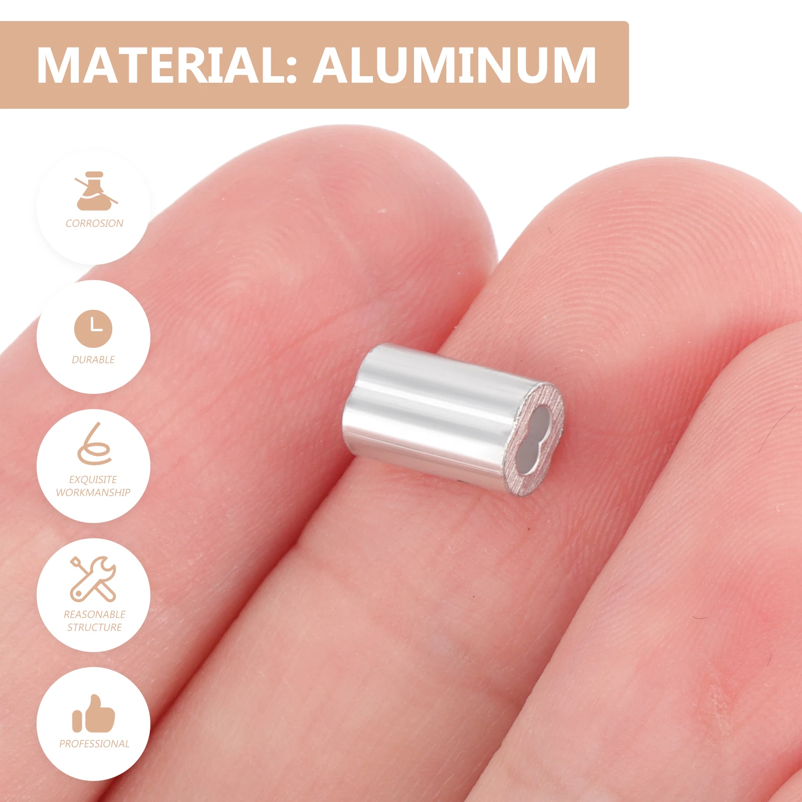 

100pcs Aluminum Crimp Loop Sleeve Wire Rope Fittings Cable Rope Loop Sturdy Lightweight General Purpose Transporting