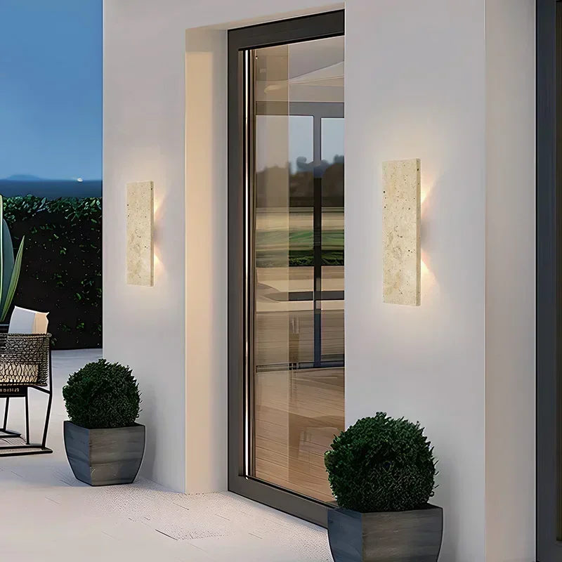 

Outdoor Waterproof Wall Lamps Strip Natural stone Wall Lights 18W LED Wall Lamp Bedroom Exterior Outdoor Lighting Fixtures