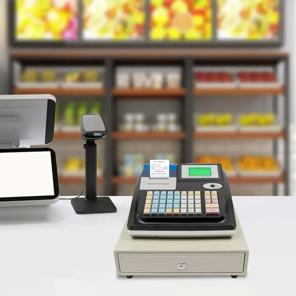 Electronic Cash Register with Cash Drawer and Integrated Receipt Printer for Small Businesses Supermarkets Shopping Malls