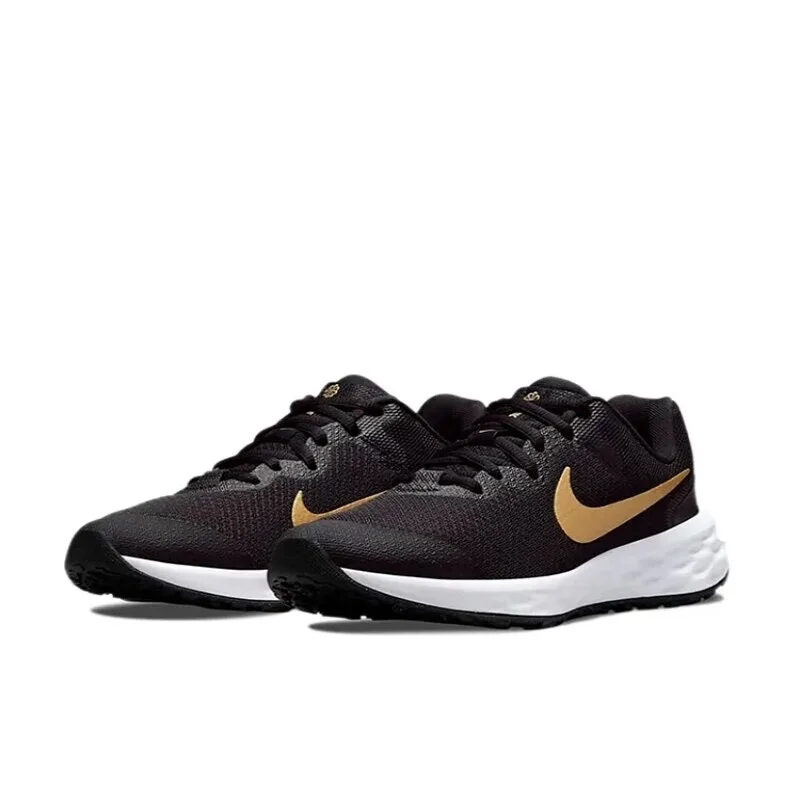 

Обувь для прогулок на открытом воздухе Nike, удобные легкие модные кроссовки с низким верхом, износостойкие кроссовки New Revolution 6, повседневная обувь с амортизацией черного и золотого цвета в стиле ретро, обязательный вариант для бега Dd1096-002