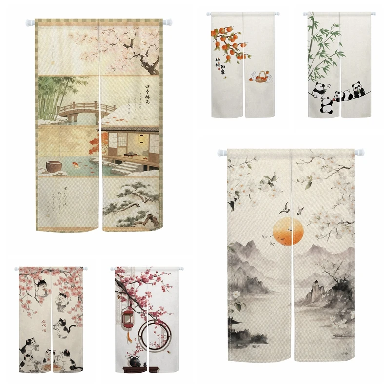 Custom Noren Door Curtain Personal Photo Logo Text Design Kitchen Linen Doorway Curtain Restaurant Bedroom Entrance Half-Curtain