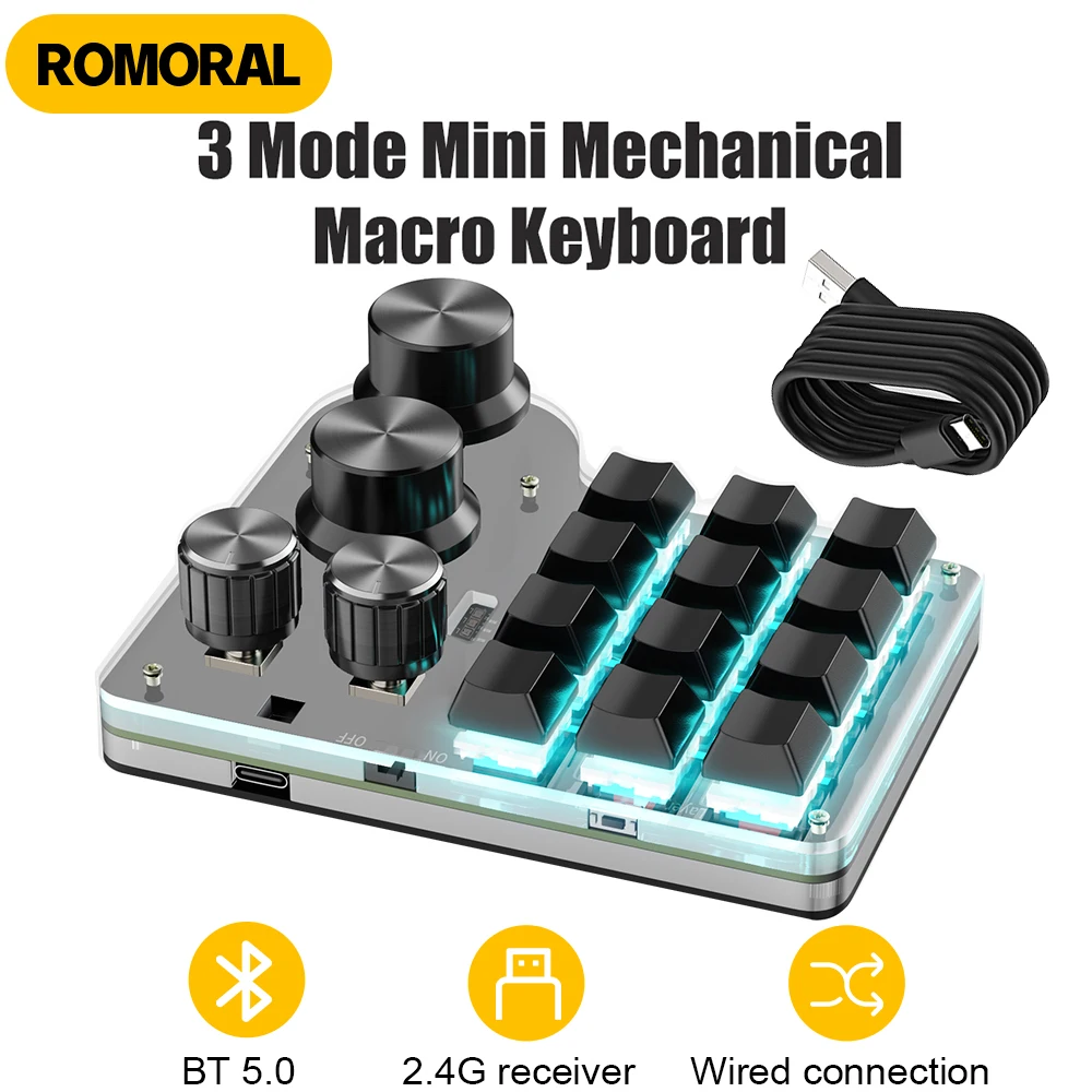 Programming Custom Macro Keyboard BT RGB/2.4G Mechanical Keyboard Hot-swap For Gaming Keypad Mechanical Hotswap Macropad