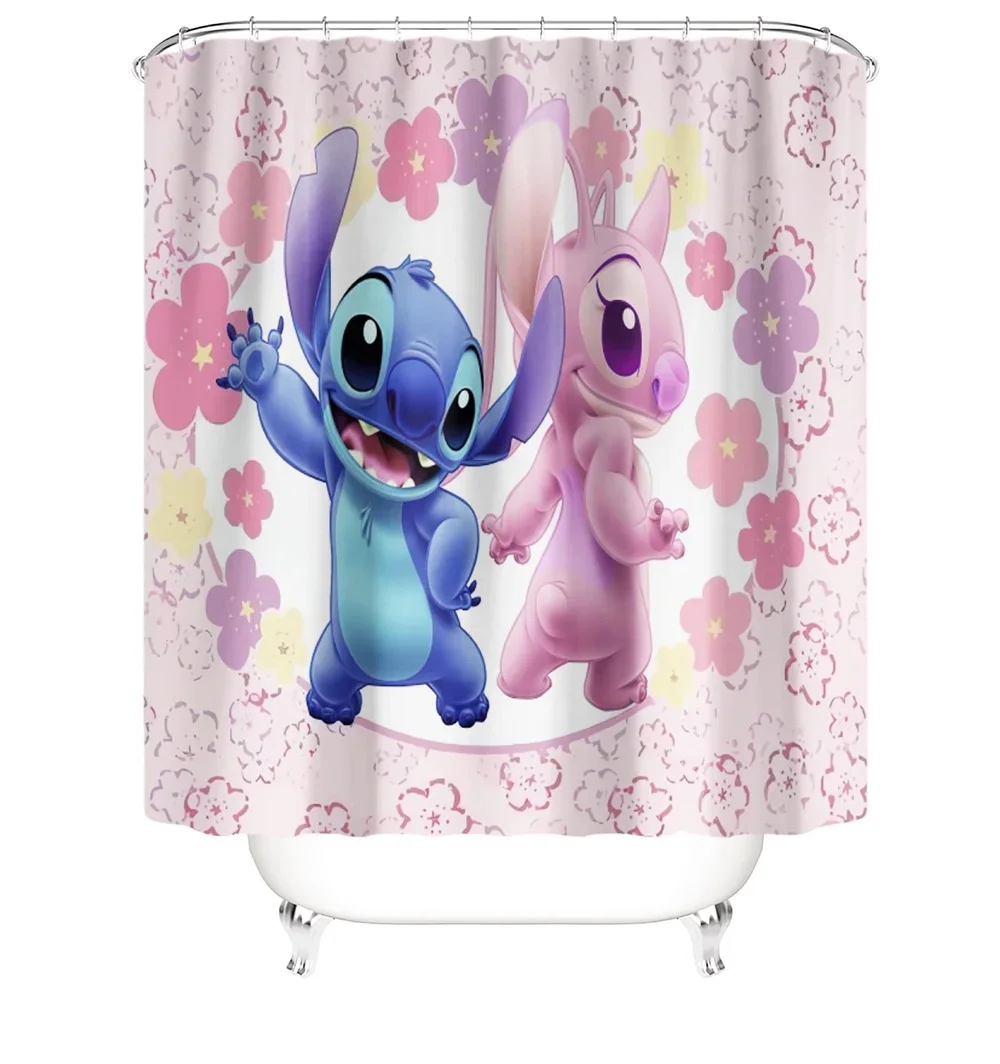 

Disney Lilo Stitch Bathroom Shower Curtain Waterproof Curtains in the Bathroom with Hook Set Soft Bath Mat Toilet Carpet Rugs