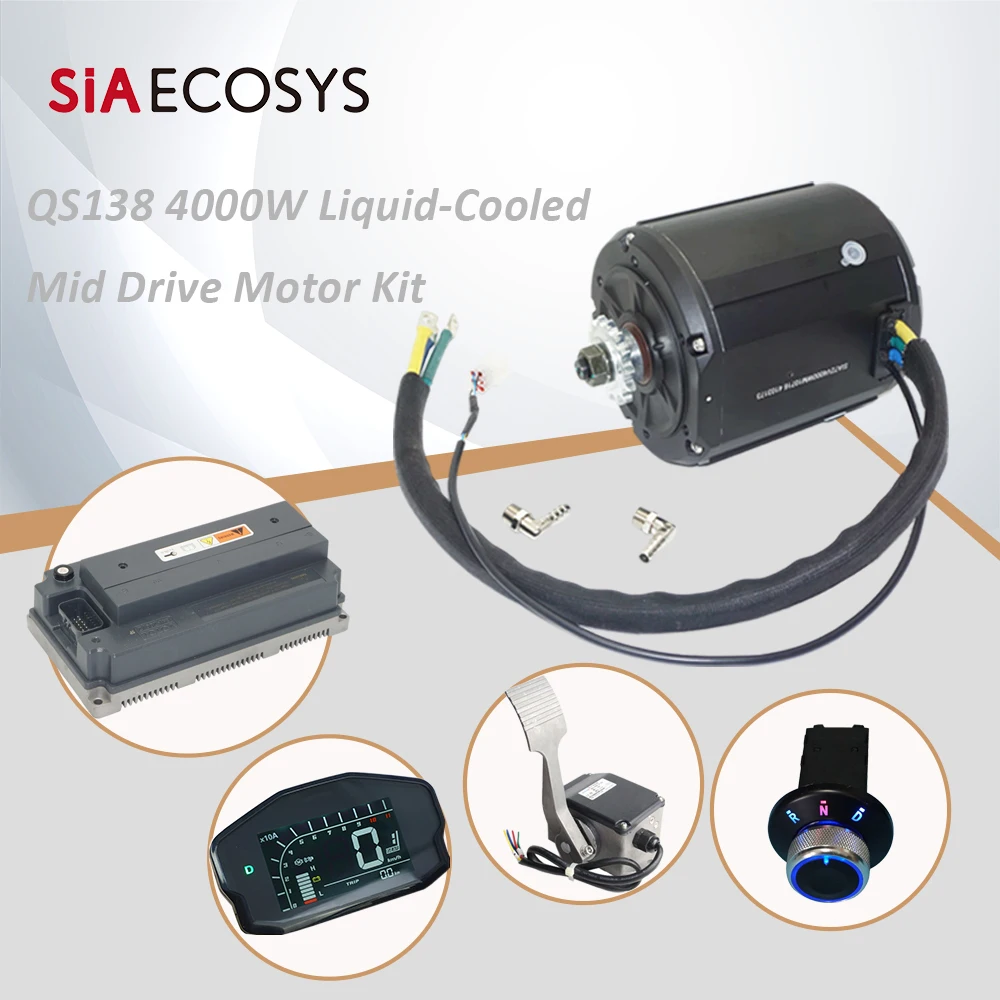 

QSMOTOR QS138 90H 72V 4000W Комплект для переоборудования двигателя среднего привода PMSM с жидкостным охлаждением 110KPH EM200-2SP Контроллер Votol для ATV