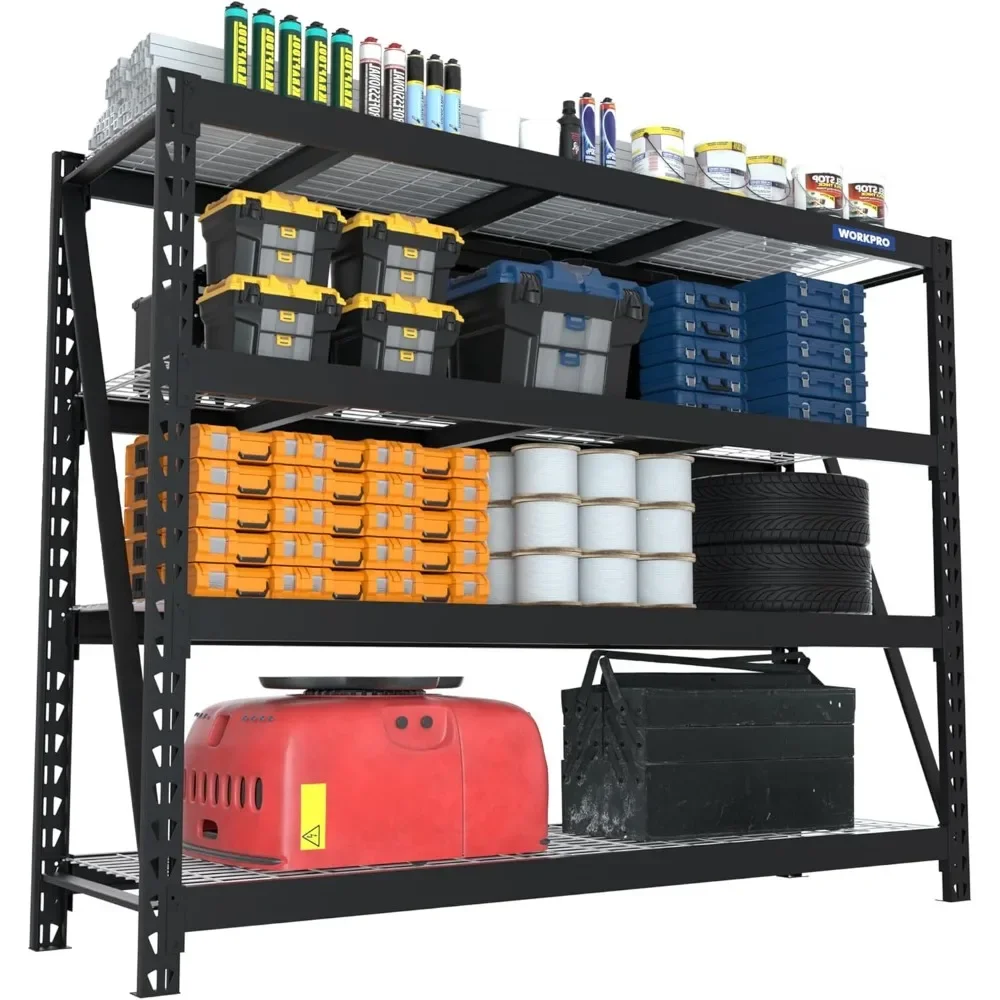 Ultra Wide 4-Tier Metal Garage Shelving Unit, , 7200 LBS Capacity, Heavy Duty Storage Utility Rack Industrial Adjustable Shelves