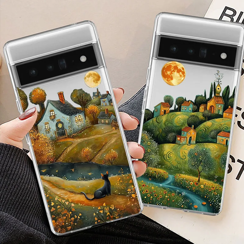 Fashion Magnificent Mountains And Rivers Scenery Phone Case for Google Pixel 8 Pro 7A 7 Pro 6A 6 Pro Transparent Cover Fundas