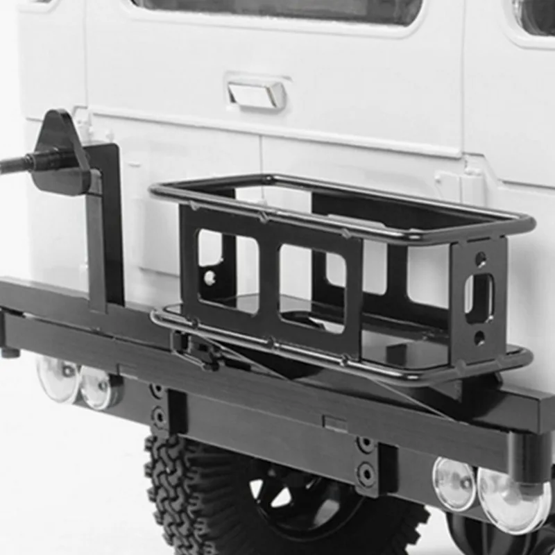 Metal Rear Bumper for 1/10 TRX4 D110/D90 With Spare Tire & Fuel Can Rack RC Upgrade Parts, Fits Nylon Rear Axle Hard Shell Body