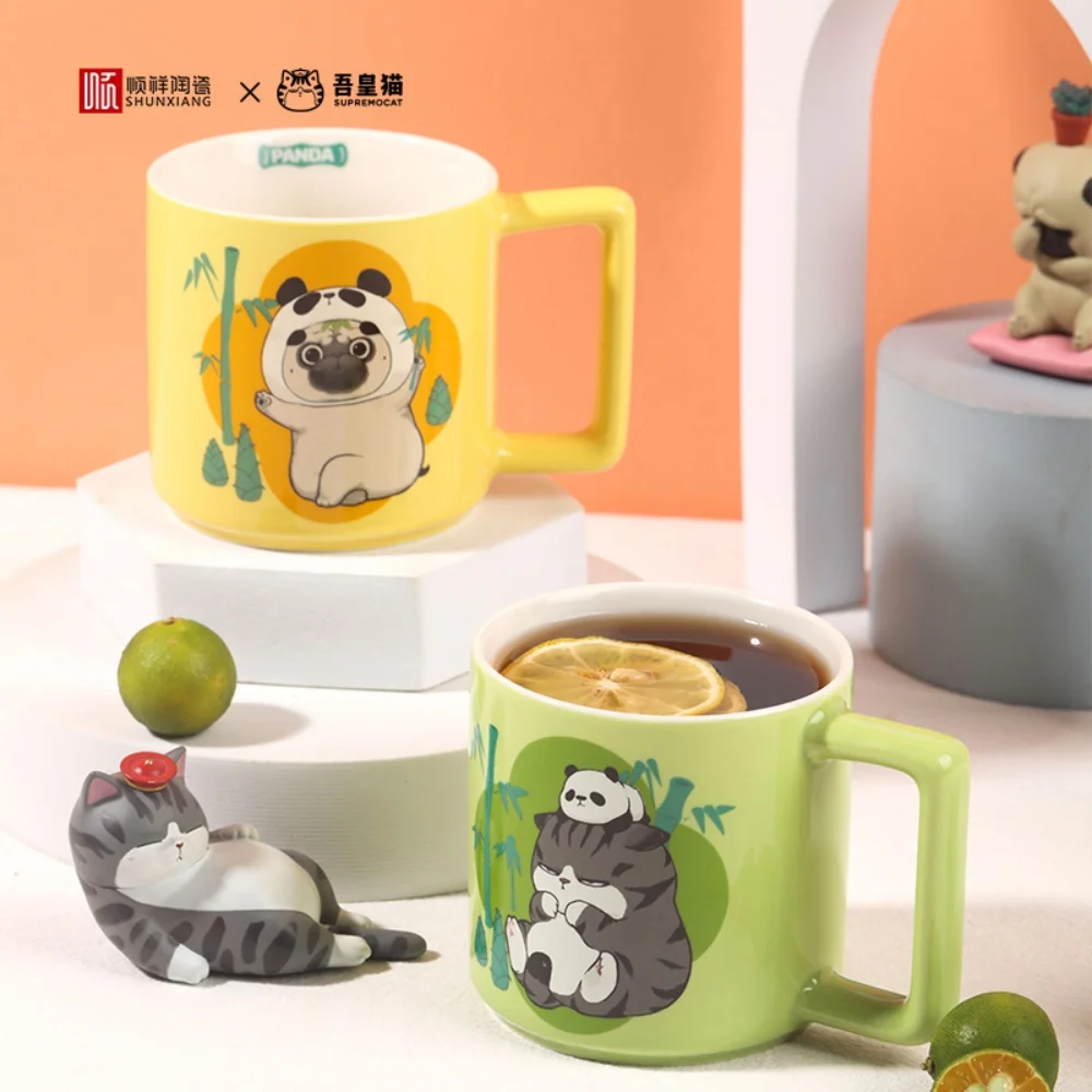 

SHUNXIANG SUPREMO CAT Ceramic Mug Kawaii Pattern Breakfast Milk Cup Cute Drink Tableware Coffee Mug Children's Water Cups Gift
