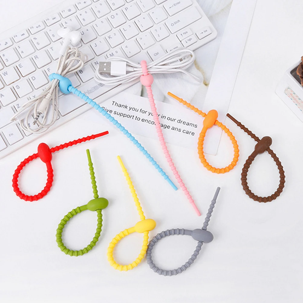 

20pcs Silicone Cable Ties Reusable Cord Organizer For Earphone Usb Mp3 Computer Wire Holder Storage Keeper Self-Locking Portable