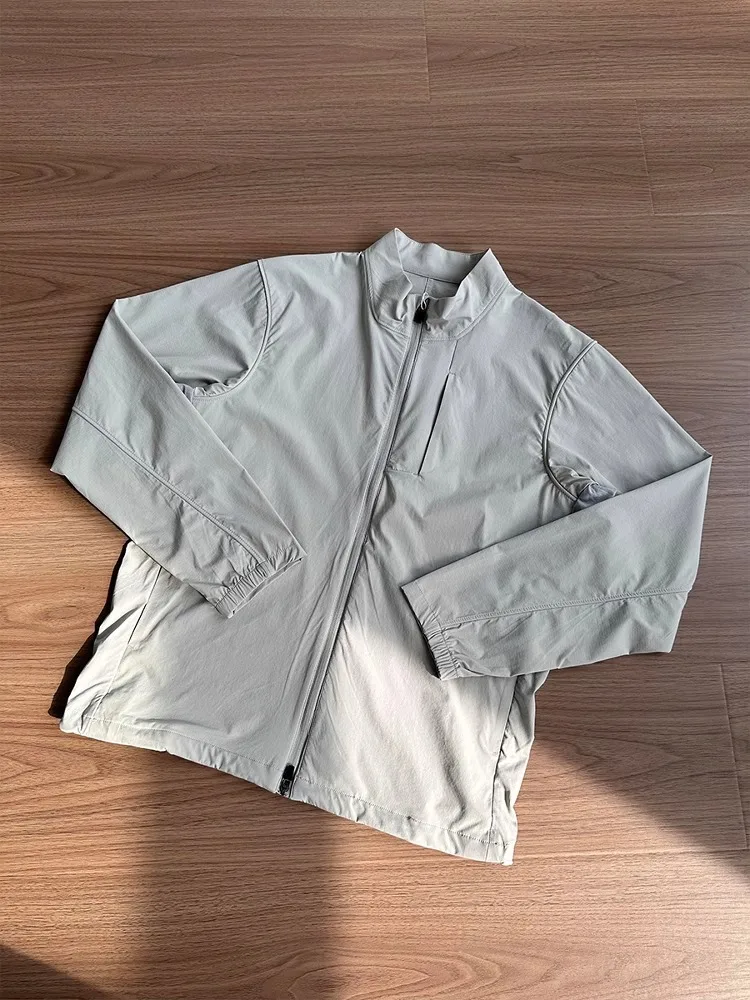 

ay Stand Collar Qui Dry Ice Silk Lightweight Men's Summer Faion Sun Protection Coat Couple's American Sle Outerwear