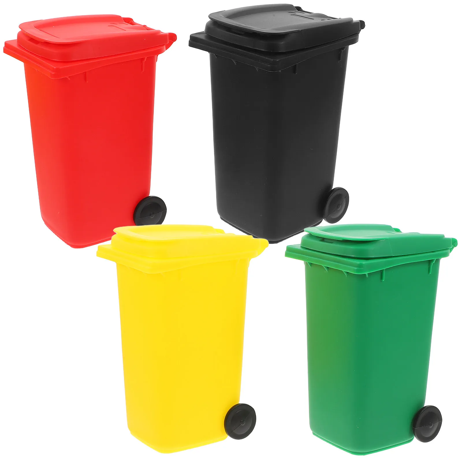 4Pcs Mini Trash Can Pencil Containers Dual Use Compact Plastic Desk Organizer for Pens Erasers Paper Scraps Small Office Study