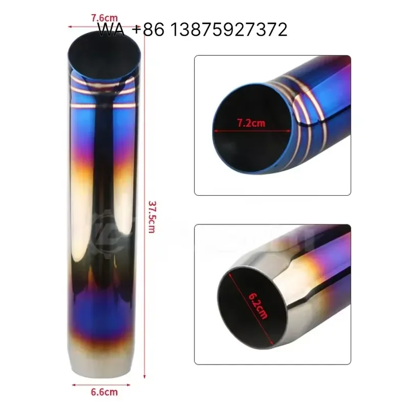 Wmwmnu for Yuechi Universal Titanium Burnt Blue Gold Black Stainless Steel Exhaust Muffler Tip Titanium Exhaust Pipe