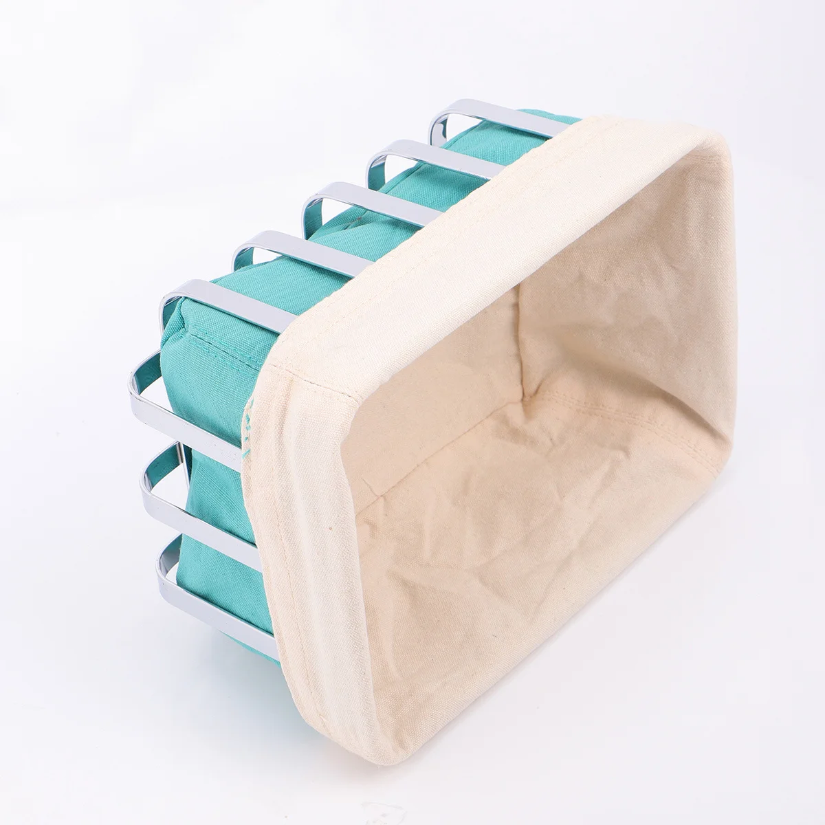 

Rectangular Bread Basket Large Capacity Removable Liner Stainless Steel Storage Container Fruit Basket Organizer for Home