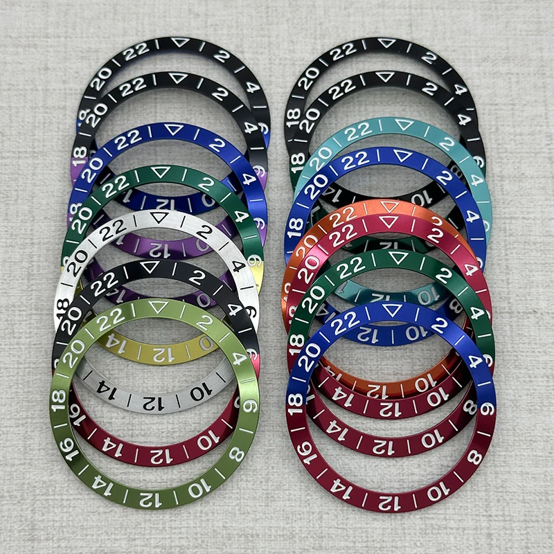 38mm Watch Bezel SKX007 Aluminum Beveled Bezel Compatible SKX007 SKX009 SRPD NH35 NH34 NH36 GMT Mechanical Movement Watch Bezel