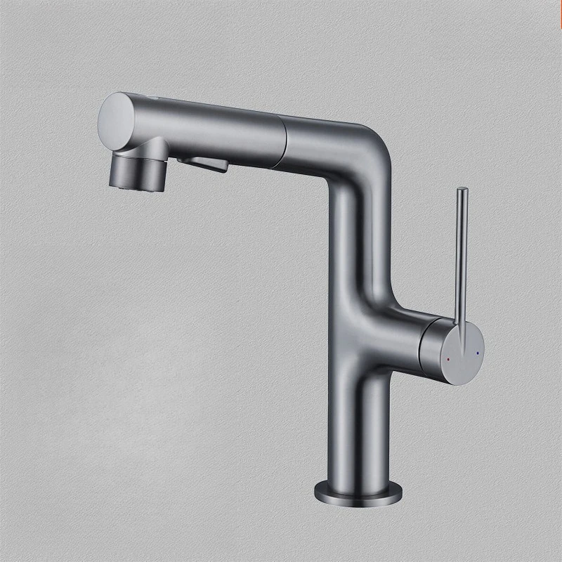 

Lift and Pull Noodle Basin Faucet, Bathroom Hot and Cold Pull Faucet, White Pull Dual Function with Lift Faucet