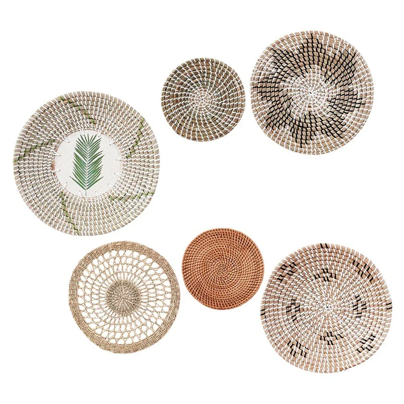 

Wicker Wall Hanging Decoration Rattan Dishes Dining Room Wall Hanging Wall Decoration Seaweed Basket Plate Vintage Room Decor