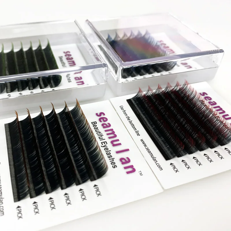 Colored Lashes Ombre Eyelashes Extension Individual False Mink Lashes Purple Brown Red Eyelash Extension