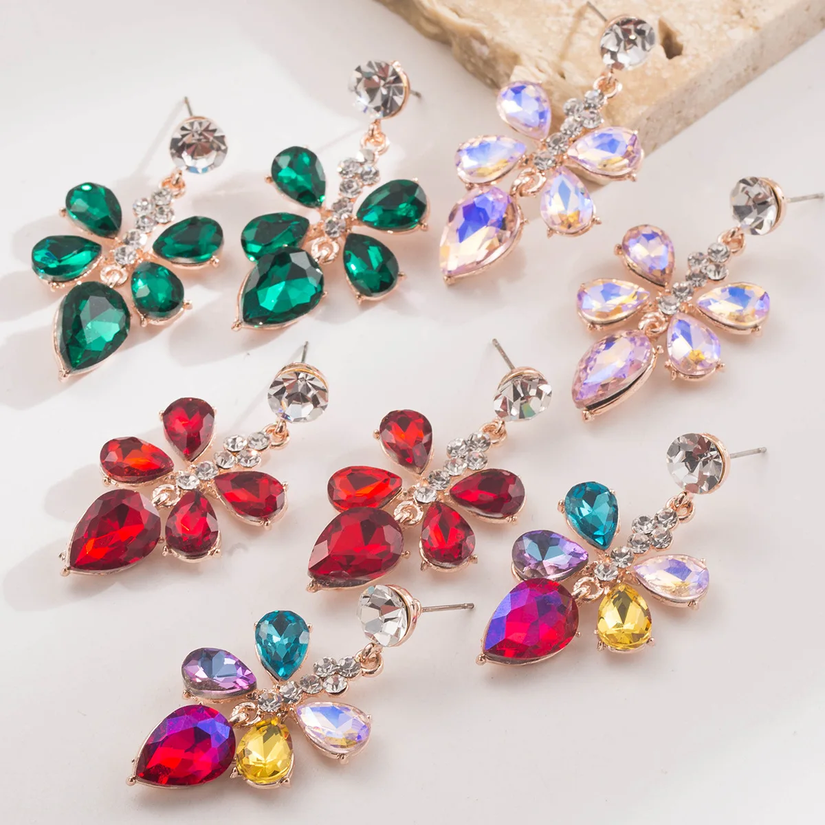 Cross-border new fashion and beautiful diamond drop drop earrings light luxury high-end versatile earrings for women 502