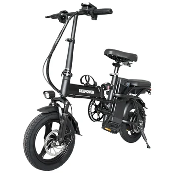 Image Electric Bike for Adults 600W Peak Motor, 20 mph Folding Ebike, 14" Adults Electric Bicycles,3 Levels Assist,Multi-Shock Ebike,