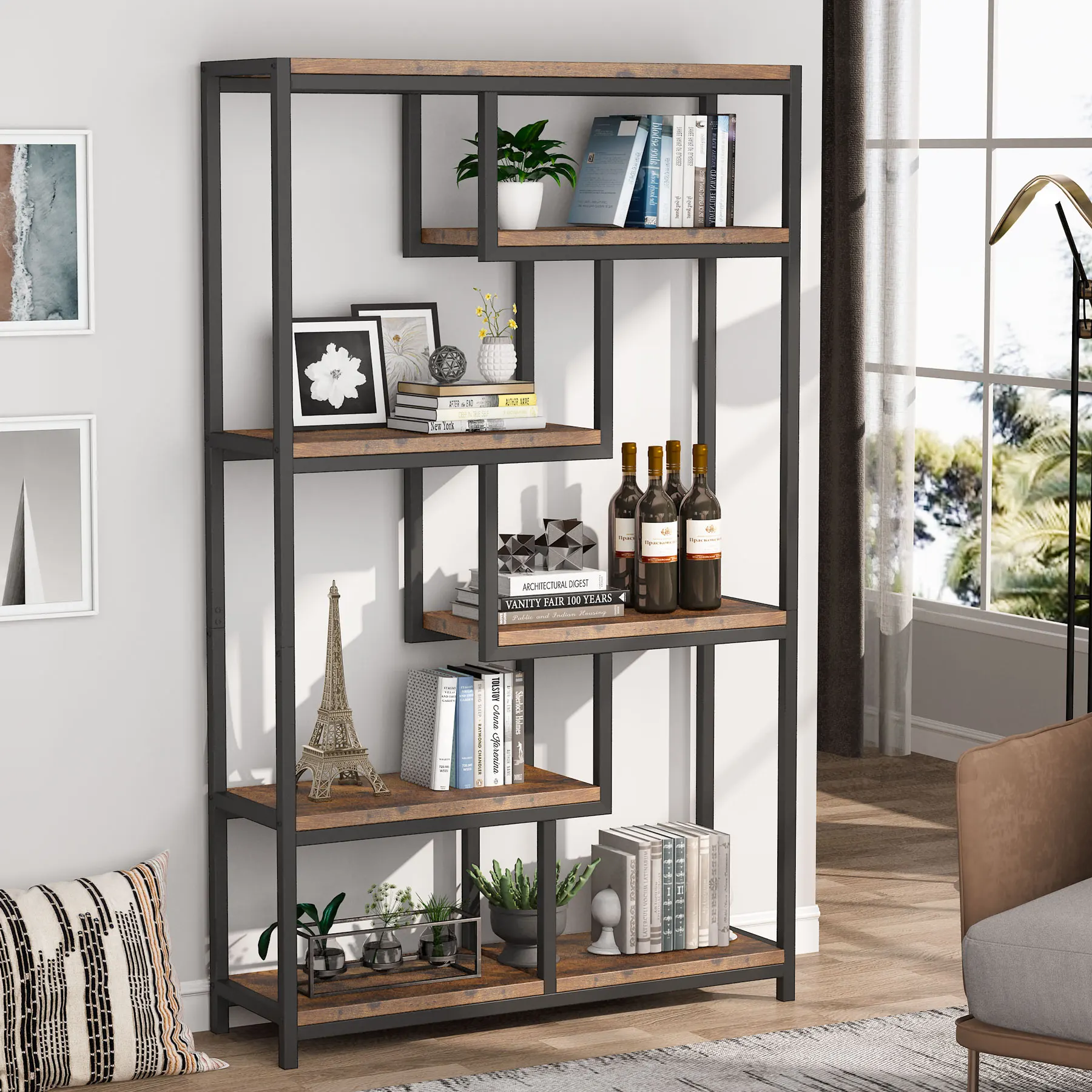Tribe signs Bücherregal Bücherregal Industrie, 5 Tier freistehende Regale Display Aufbewahrung einheit für Wohnzimmer, Home Office