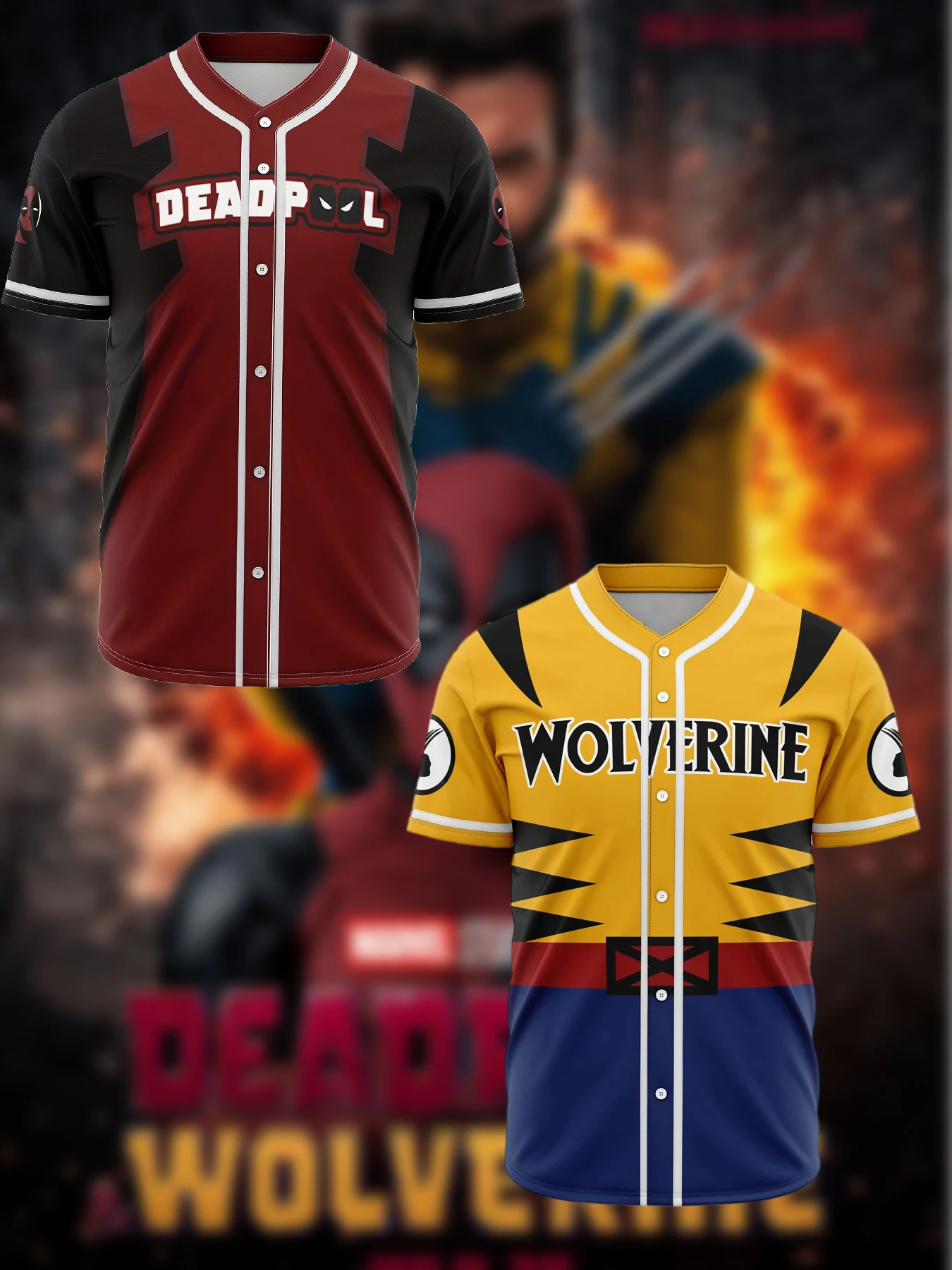 MINISO Marvel Deadpool & Wolverine Avengers Baseball Jersey Personalized Cosplay V-Neck Uniform Costume For Party Gifts Kids