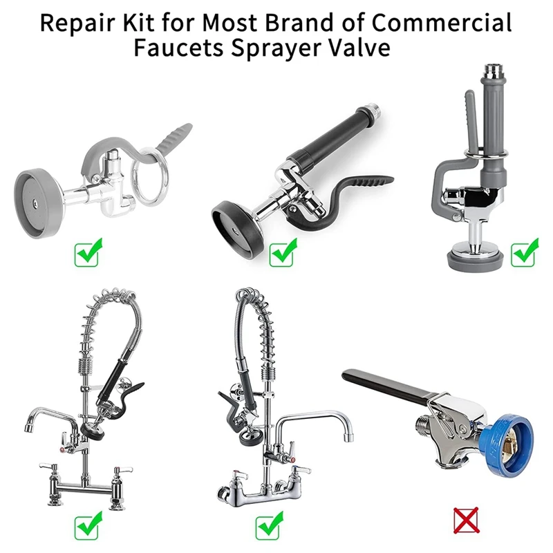 3 Pack Commercial Valve Repair Kit for Most Commercial Sink Pre-Rinse Face Bumper and Screw Repair Part