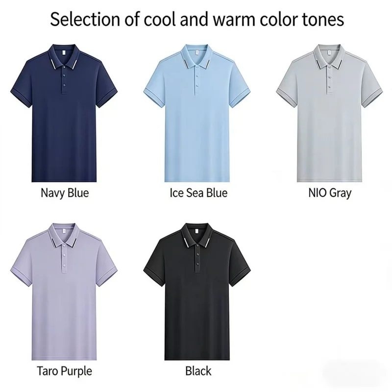 Men's lapel polo shirt, cool wrinkle-resistant fashionable business casual summer short-sleevedBest Value