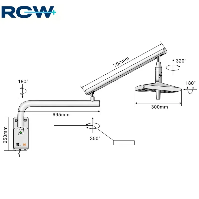 36W Wall Mounted LED AC Shadowless Lamp Medical Exam Operation Lighting for Exam & Operation RoomRCW