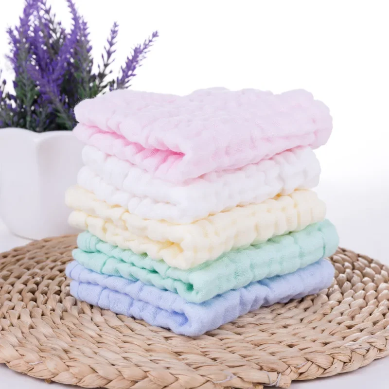 Baby Candy Color 6 Layer Crumpled Gauze Small Square Towel Kids 30*30cm Towel Children Soft Handkerchief Face Towel