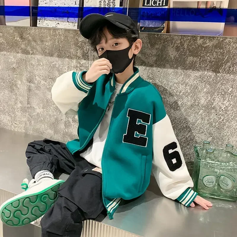 1 2 3 4 5 6 7 8 Years Baby Boys Baseball Jacket Spring Autumn New Fashion Letter Sports Coat For Boy Outerwear Children Clothing